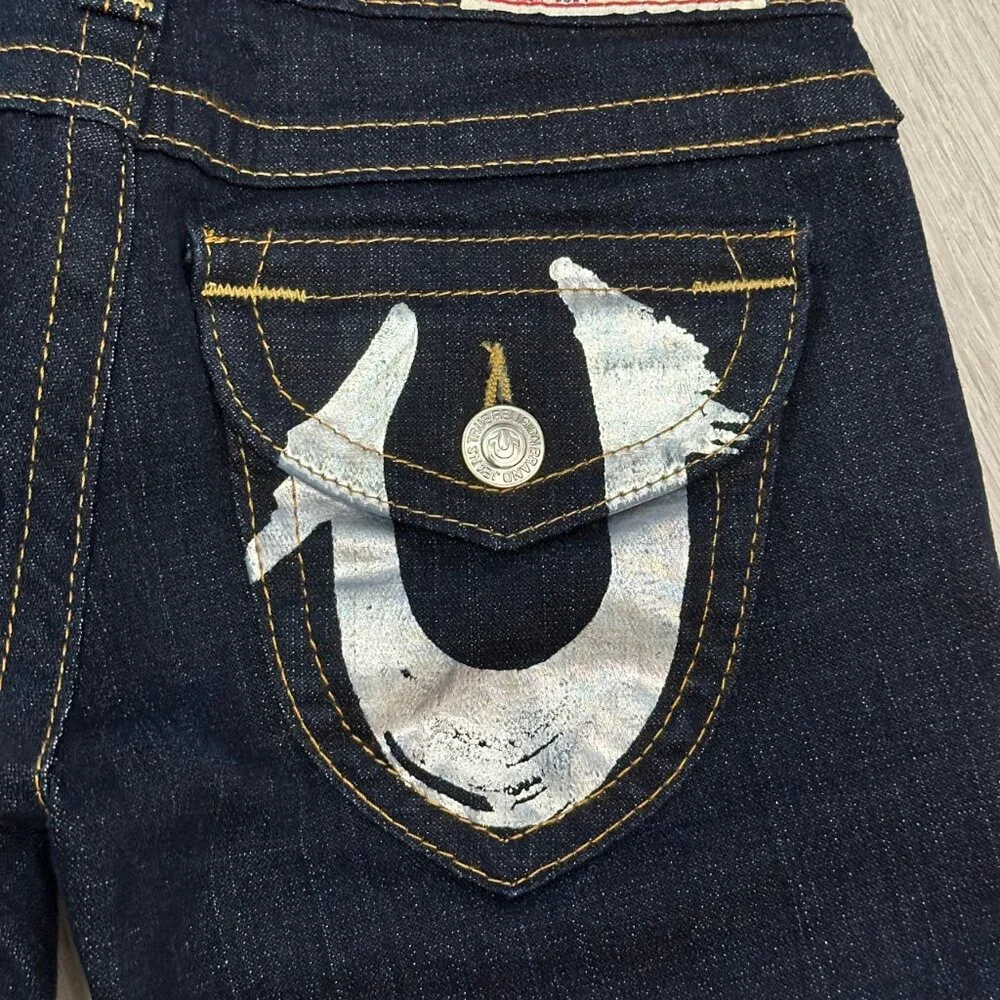 True Religion Joey Twisted Seam Flared Women's Low Rise Denim Jeans - Size 26x34 - Picture 5 of 10